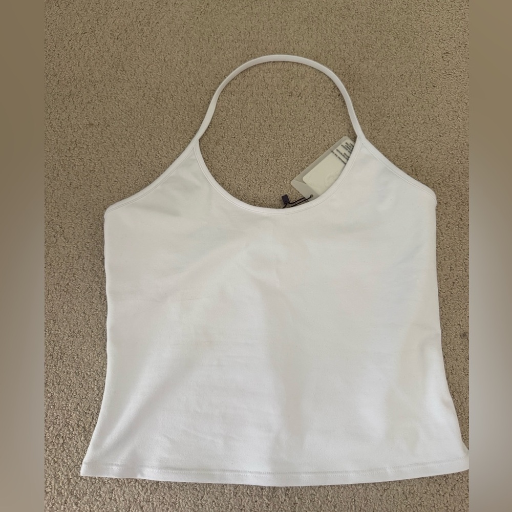 Tank air half moon halter top in milk size L NWT